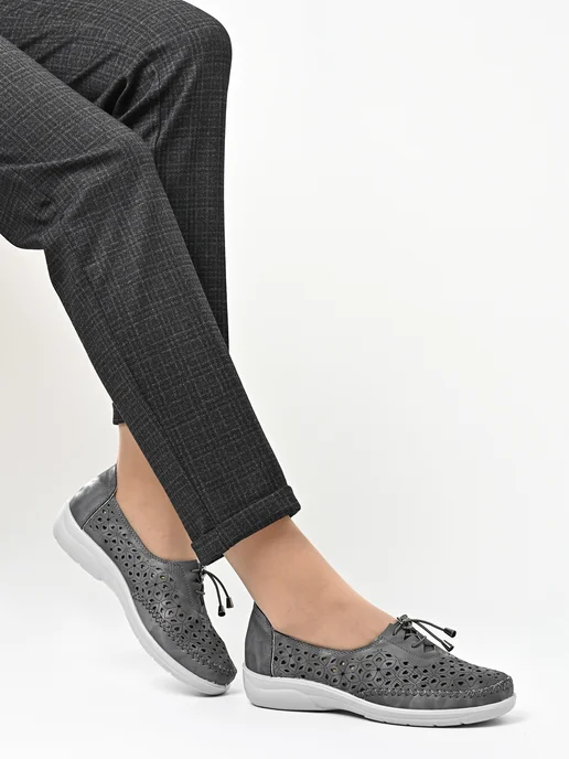 Letsgo Shoes Мокасины летние перфорация сквозная, серый, фото 2