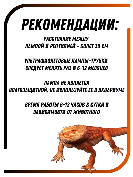 УФ лампа для террариума и рептилий UVB 10.0 Т8 18 Вт, 18 Вт, фото 5