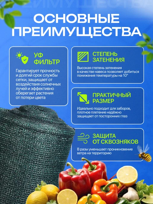 Затеняющая сетка 80% 2м х 10м для теплицы и сада, 2 м, 5 м, фото 4