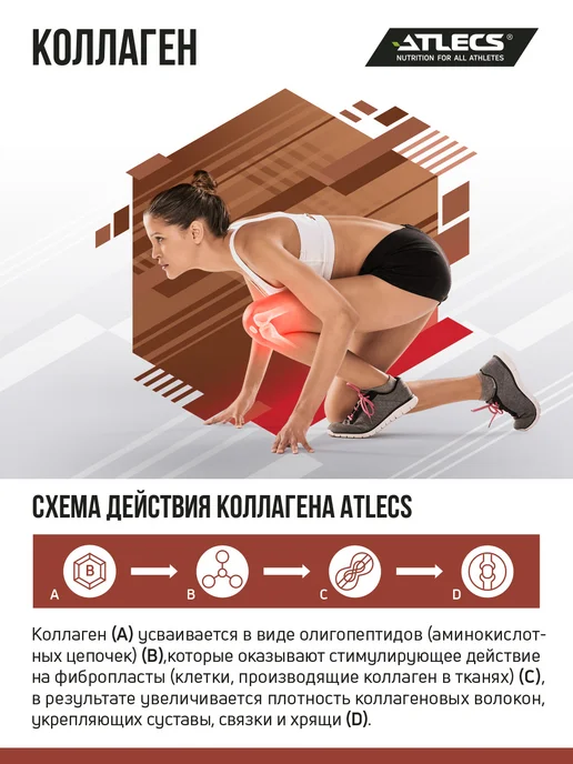 Atlecs Гидролизованный Коллаген для суставов кофе-вишня 1л, 1 л, фото 4