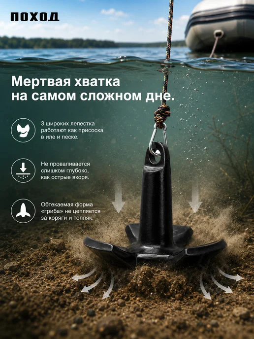 поход Якорь гриб для лодки ПВХ 4,5, вариант, фото 3