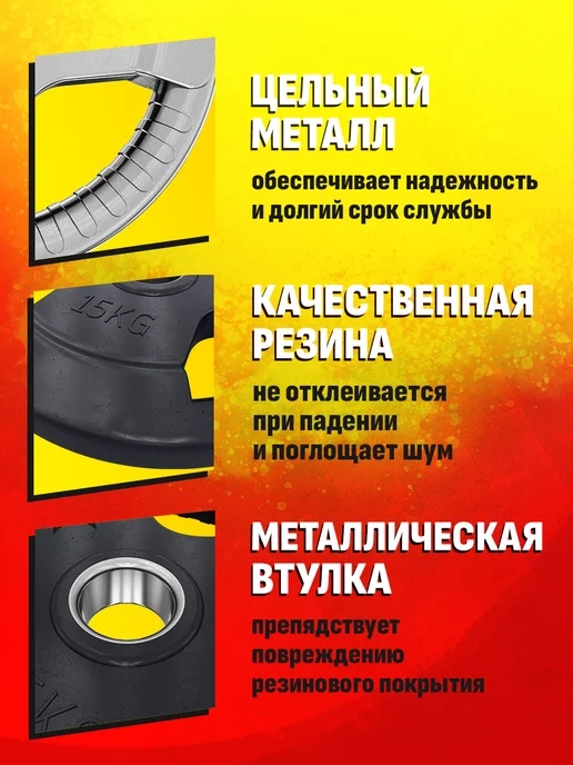 Profigym Блин для штанги и гантелей 10 кг - диск для грифа, 10 кг, фото 2