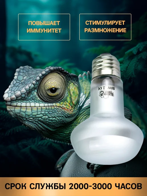 Lucky Herp Лампа для обогрева террариума 50Вт для рептилий Intense E27, 50 Вт, фото 2