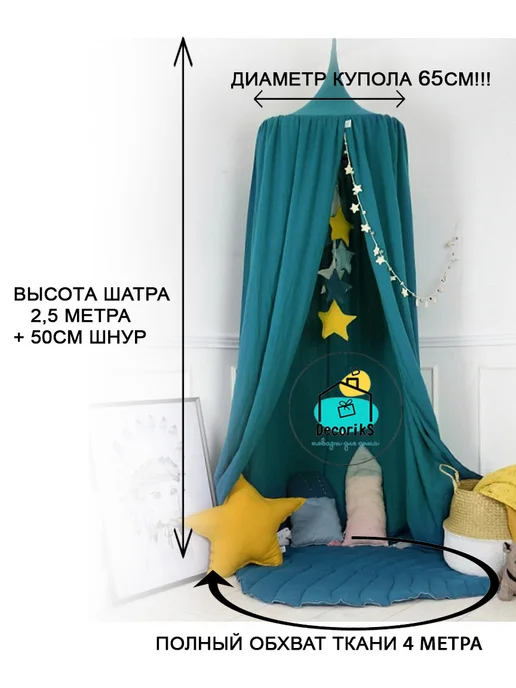 Балдахин для детской кровати Decoriks, голубой, фото 2