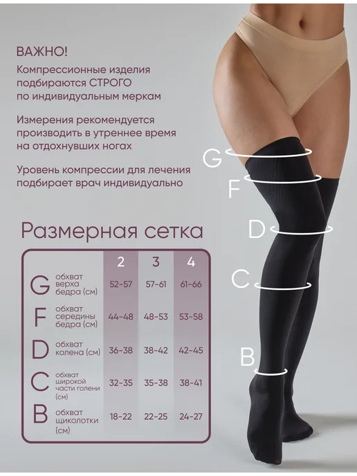 Компрессионные чулки Госпитальные 2 класс без силикона, черный, фото 2