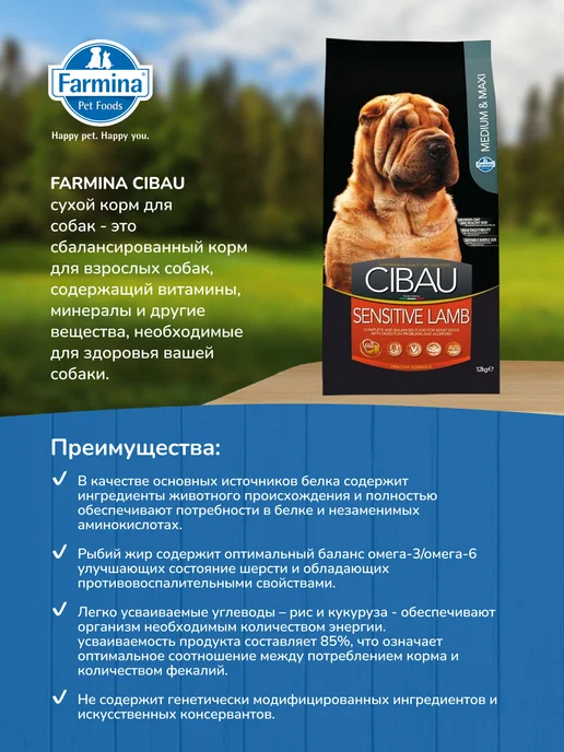 Сухой корм Farmina Пищеварением для собак, чувствительное пищеварение, ягненок, 12 кг, фото 2