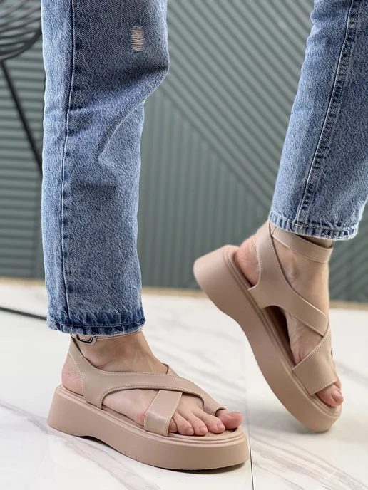 Fashionable shoes Босоножки, бежевый, фото 3
