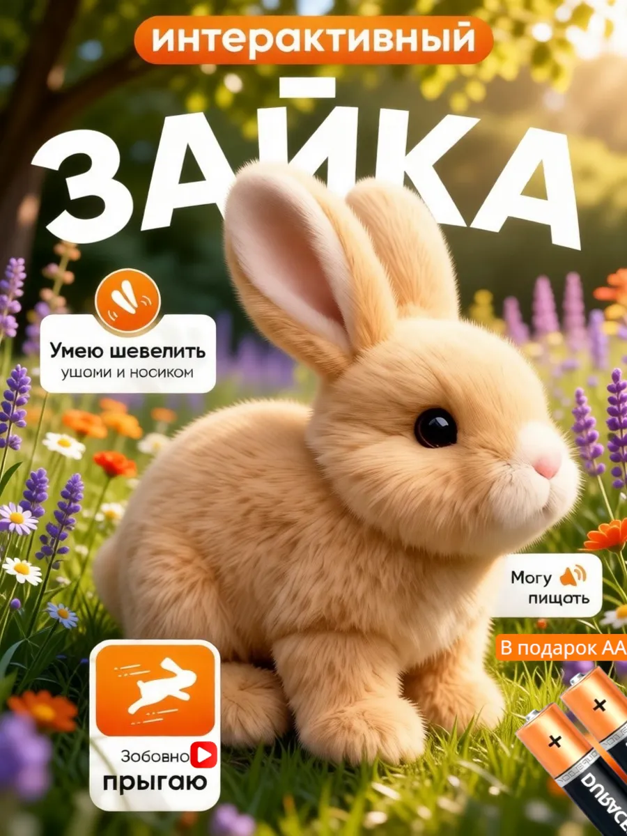 Игрушка зайчик прыгающий интерактивный для малыша
