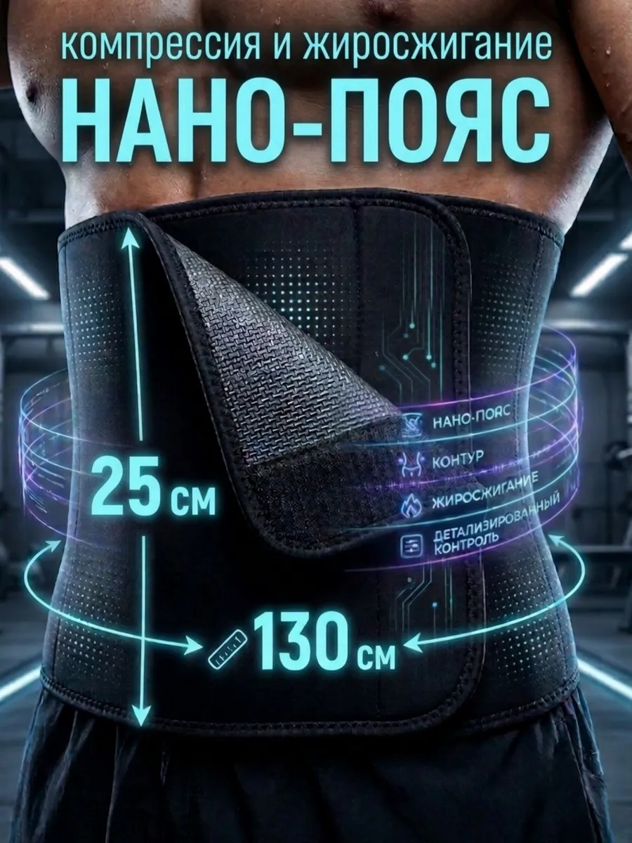 Пояс для похудения живота и боков спортивный большой