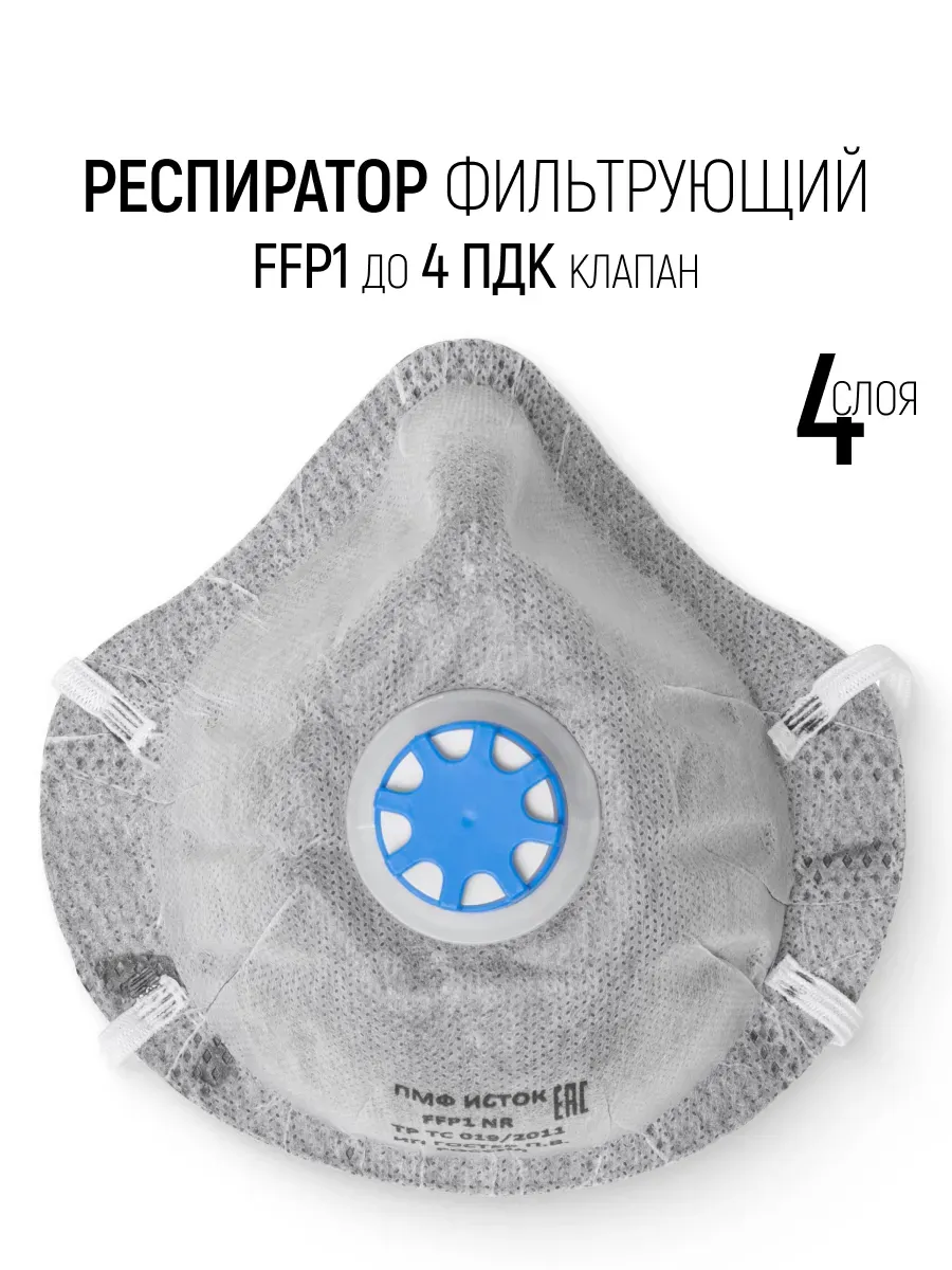 Респиратор от пыли дыма тумана FFP1 до 4 ПДК