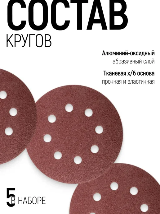 FIT FINCH INDUSTRIAL TOOLS FIT Круги шлифовальные 125 мм Р 40 5 шт. под липучку, 5 шт, фото 3
