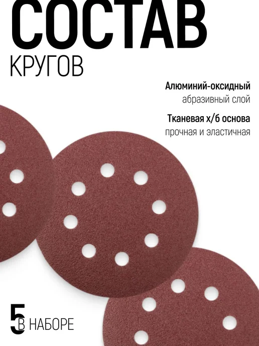 FIT FINCH INDUSTRIAL TOOLS FIT Круги шлифовальные 125 мм Р 80 5 шт. под липучку, 5 шт, фото 3