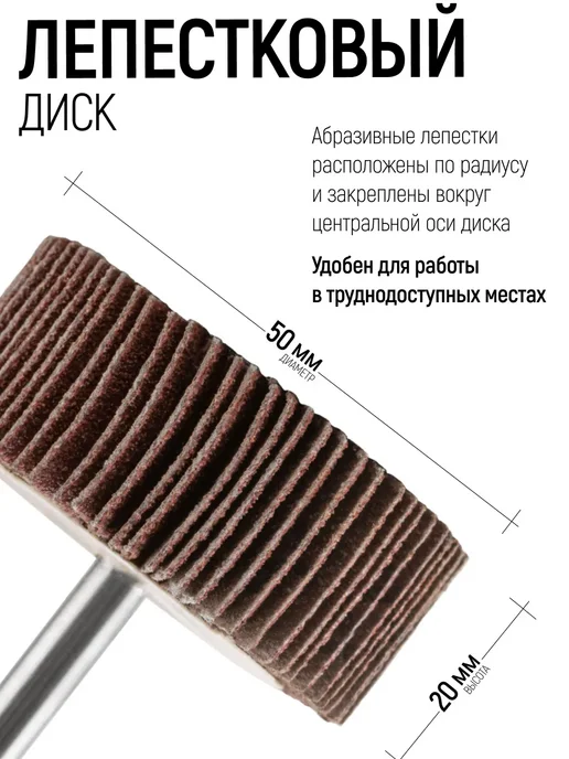FIT FINCH INDUSTRIAL TOOLS Шлифовальный круг 20х20 мм Р100 наждачная насадка для дрели, 50x20 мм, фото 2