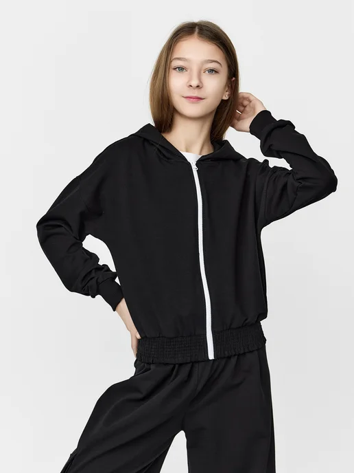 BY99 Kids Костюм спортивный с брюками карго, черный, фото 3