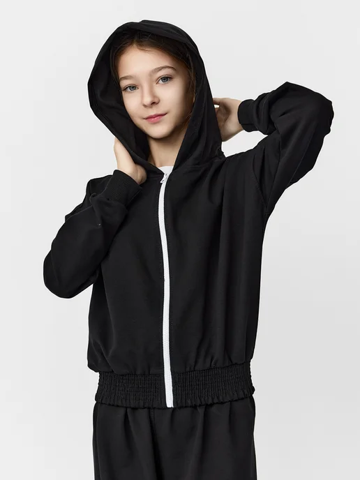 BY99 Kids Костюм спортивный с брюками карго, черный, фото 7