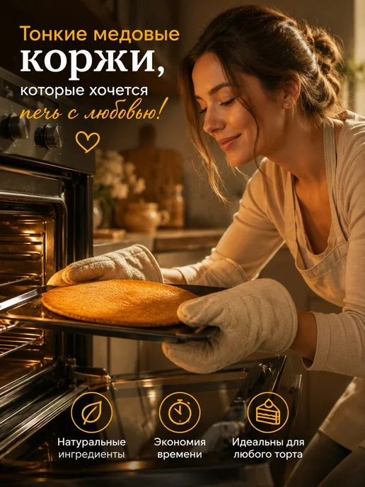 Коржи медовые для торта Медовик, 26 см, 10 шт, 10 шт, фото 8