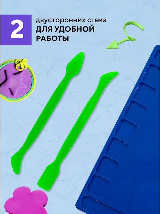 Доска для лепки пластиковая А4 со стеком, синий, фото 2
