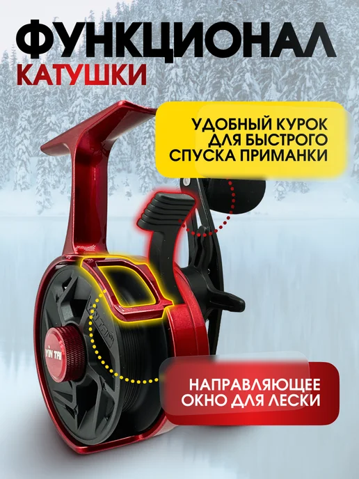 FISHWISH Катушка для спиннинга мультипликаторная для рыбалки, красный, фото 5