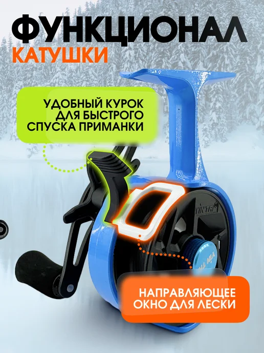 FISHWISH Катушка для спиннинга мультипликаторная для рыбалки, голубой, фото 5