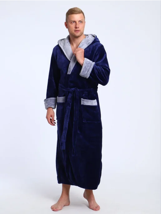 SIDRA TEXTILE Халат мужской банный, синий
