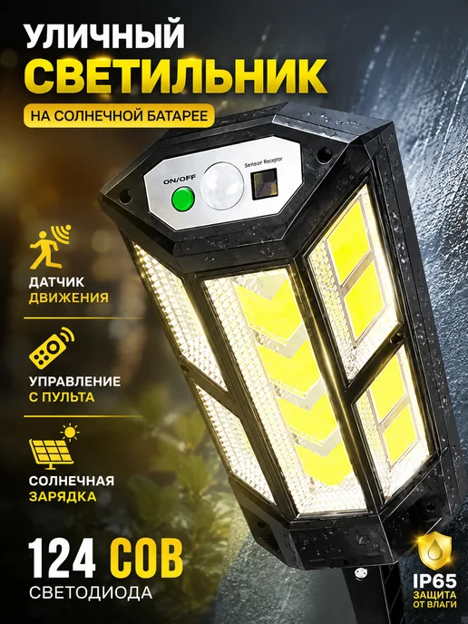 ULTRASVET Светильник уличный на солнечной батарее с датчиком движения, черный