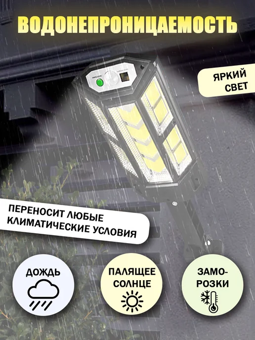 ULTRASVET Светильник уличный на солнечной батарее с датчиком движения, черный, фото 4