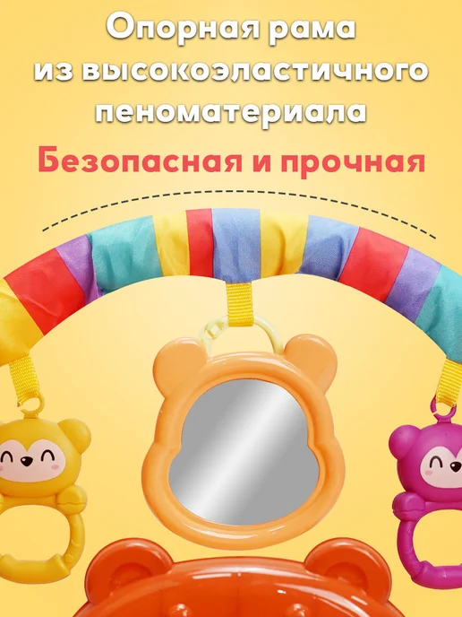 YanMi Развивающий детский игровой коврик с пианино и погремушками, зеленый, фото 6