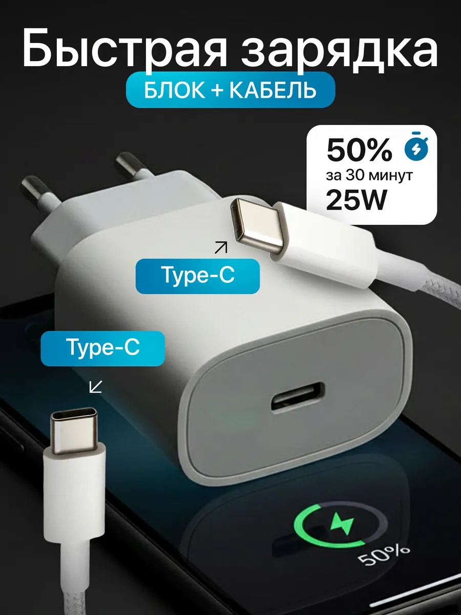 Быстрая зарядка и кабель тайпси-тайпси для айфона и андроида