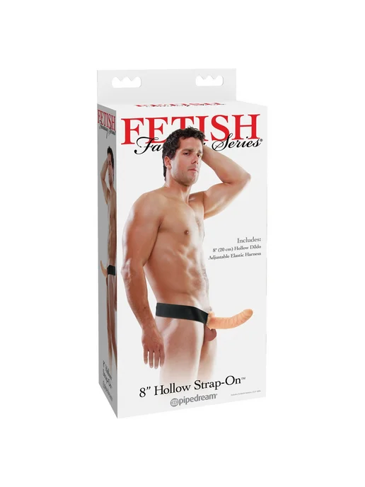 PIPEDREAM Полый страпон 8" Hollow Strap-On телесного цвета - 19 см, бежевый, фото 2