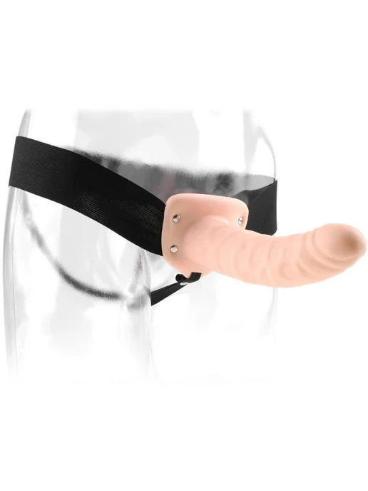 PIPEDREAM Полый страпон 8" Hollow Strap-On телесного цвета - 19 см, бежевый, фото 3