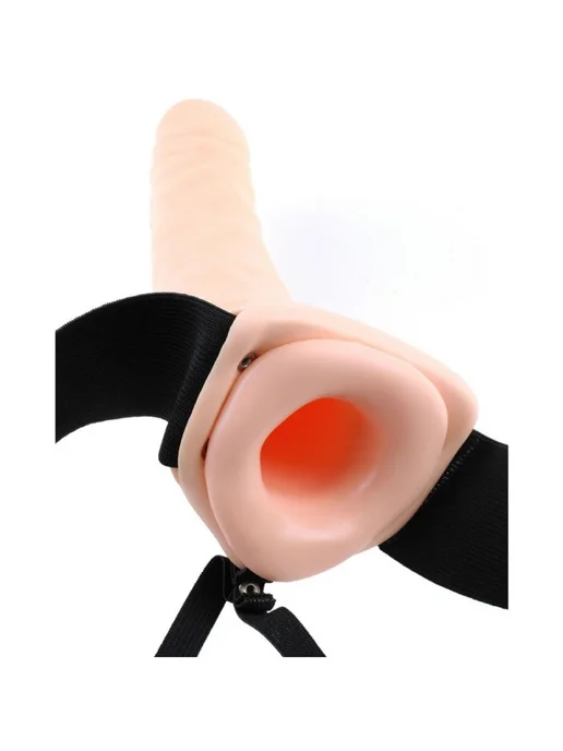 PIPEDREAM Полый страпон 8" Hollow Strap-On телесного цвета - 19 см, бежевый, фото 5