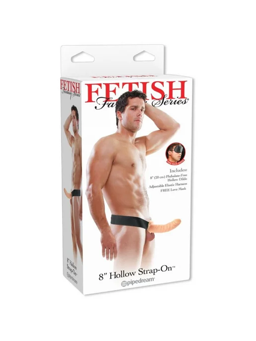 PIPEDREAM Полый страпон 8" Hollow Strap-On телесного цвета - 19 см, бежевый, фото 6