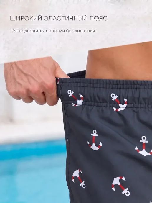 Romeo Rossi Летние пляжные шорты плавки для мужчин с сеткой для плавания, черный, фото 8
