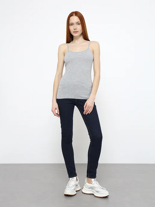 Майка однотонная базовая хлопок, серый, фото 3